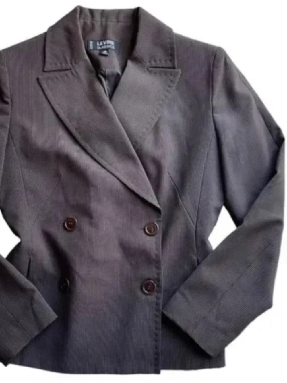 Women's Vintage Double Breasted Brown Pinstripe Blazer
